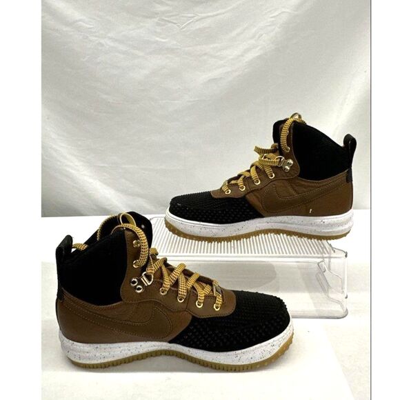 Boy's 7Y Nike Lunar Force 1 Winterized DuckBoot Brown Black High Top Sneakers - Picture 2 of 6